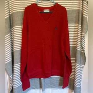 Vintage Izod V-Neck Red Sweater Size XL